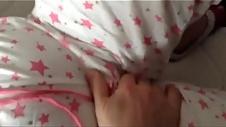Fingering BBW wife'_s Hairy Ginger Pussy In Her PJ'_s To Orgasm