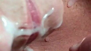 Slowmotion cum on real wife face