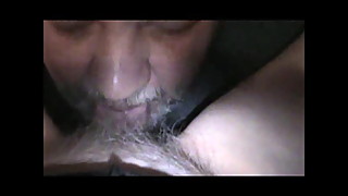 Licking wife's hairy pussy to orgasm