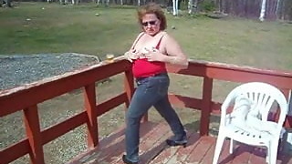 wife kattee cums outdoors